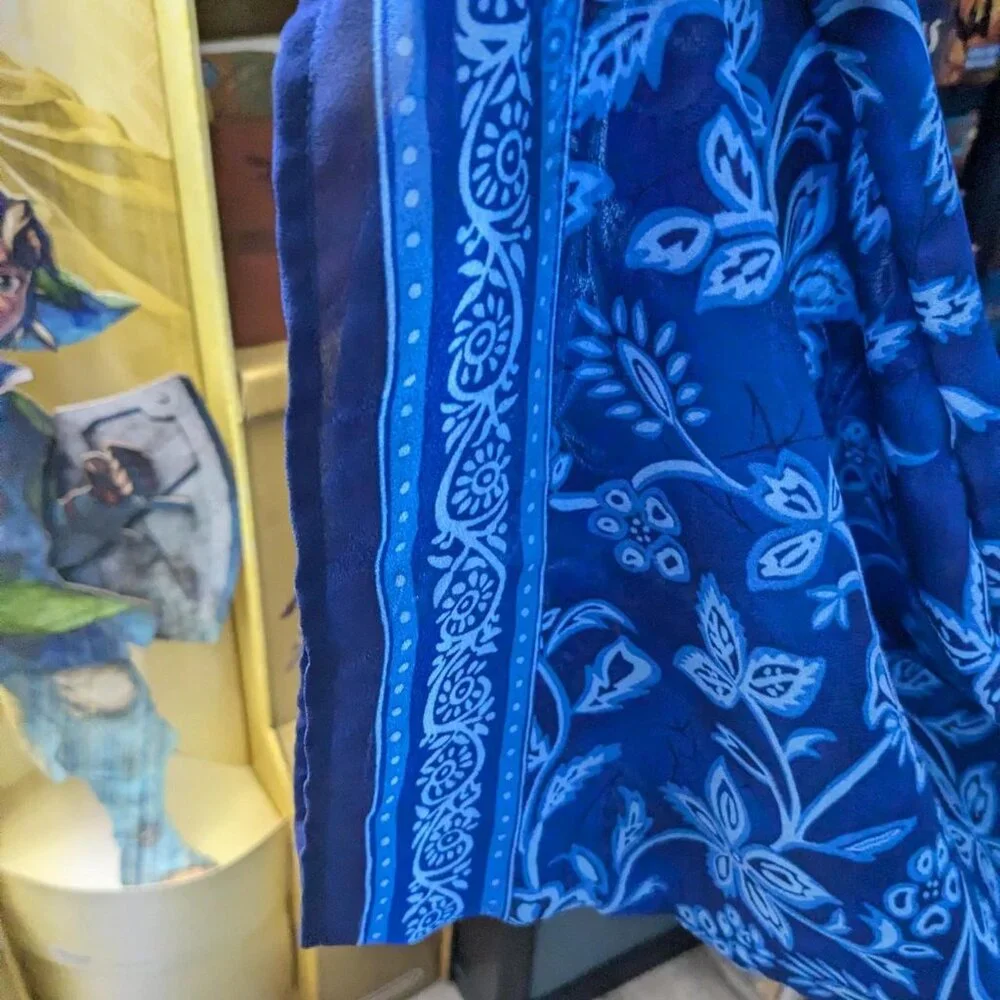 Sessa Blue Floral Beach Cover-Up Pants Size L